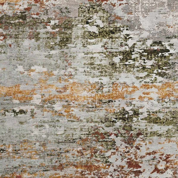 HomeRoots 5' Terra Cotta Gray and Ivory Abstract Area Rug - Durable, Washable Design for Indoor/Outdoor Spaces 621977