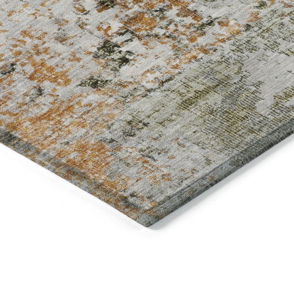 HomeRoots 5' Terra Cotta Gray and Ivory Abstract Area Rug - Durable, Washable Design for Indoor/Outdoor Spaces 621977