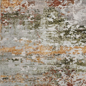 HomeRoots 8' X 10' Modern Abstract Washable Area Rug in Terra Cotta, Gray & Ivory for Indoor & Outdoor Use 621979