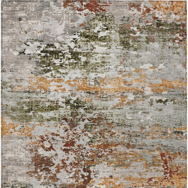 HomeRoots 10' Abstract Terra Cotta, Gray & Ivory Washable Area Rug - Durable Indoor/Outdoor Style & Easy Care 621981