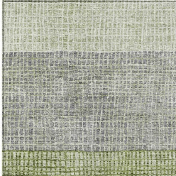HomeRoots 8' X 10' Artichoke Green & Gray Geometric Rug - Washable Indoor/Outdoor, Durable, Stylish & Versatile 621985
