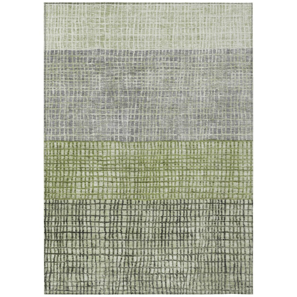 HomeRoots 8' X 10' Artichoke Green & Gray Geometric Rug - Washable Indoor/Outdoor, Durable, Stylish & Versatile 621985
