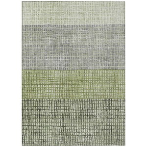 HomeRoots 8' X 10' Artichoke Green & Gray Geometric Rug - Washable Indoor/Outdoor, Durable, Stylish & Versatile 621985