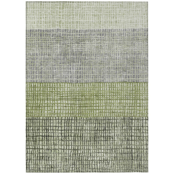 HomeRoots 8' X 10' Artichoke Green & Gray Geometric Rug - Washable Indoor/Outdoor, Durable, Stylish & Versatile 621985