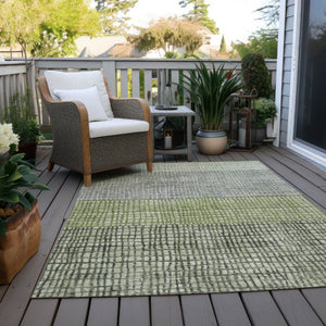 HomeRoots 8' X 10' Artichoke Green & Gray Geometric Rug - Washable Indoor/Outdoor, Durable, Stylish & Versatile 621985