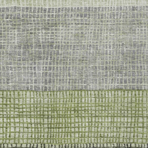 HomeRoots 9' X 12' Stylish Artichoke Green & Gray Geometric Rug - Durable, Washable for Indoor & Outdoor Use 621986