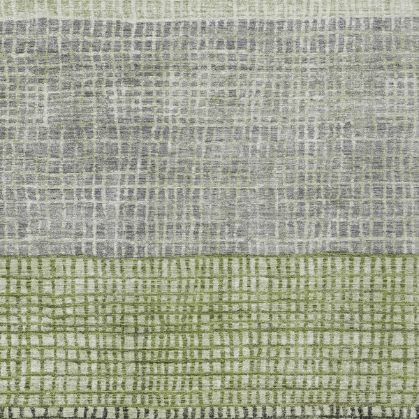 HomeRoots 9' X 12' Stylish Artichoke Green & Gray Geometric Rug - Durable, Washable for Indoor & Outdoor Use 621986
