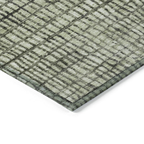 HomeRoots 9' X 12' Stylish Artichoke Green & Gray Geometric Rug - Durable, Washable for Indoor & Outdoor Use 621986