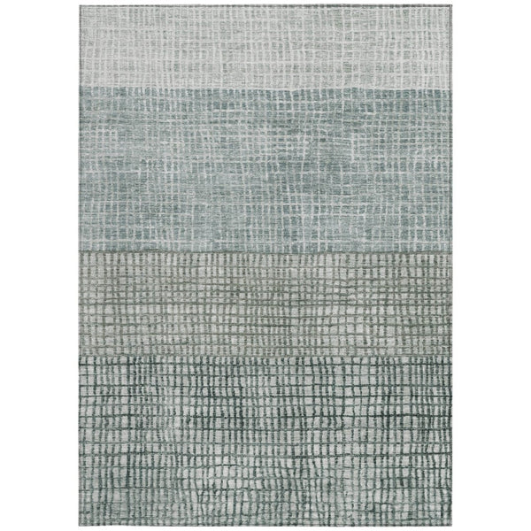 HomeRoots 5' Aqua and Gray Geometric Washable Area Rug - Stylish, Durable, Indoor/Outdoor, Easy Care Design! 621989