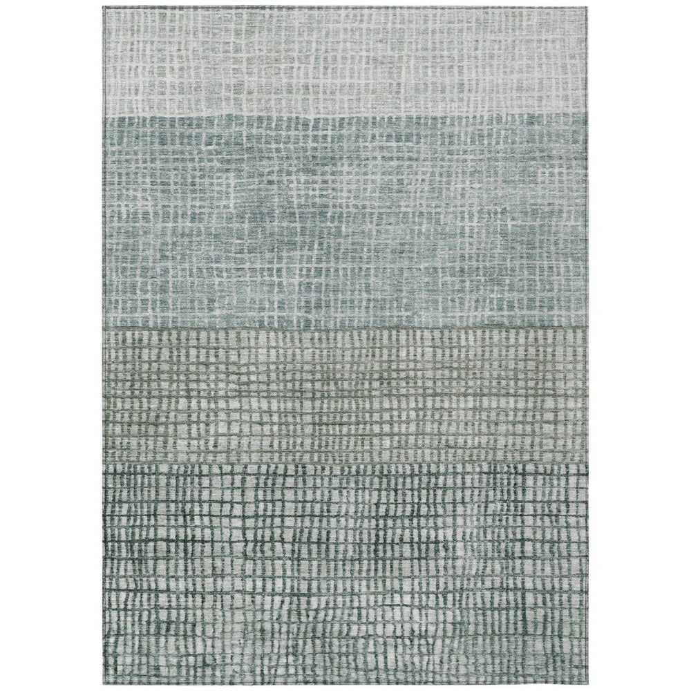 HomeRoots 5' Aqua and Gray Geometric Washable Area Rug - Stylish, Durable, Indoor/Outdoor, Easy Care Design! 621989