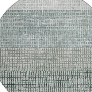 HomeRoots 8' Aqua and Gray Round Rug – Stylish Washable Geometric Design for Indoor & Outdoor Spaces! 621990