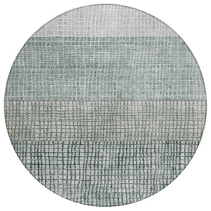 HomeRoots 8' Aqua and Gray Round Rug – Stylish Washable Geometric Design for Indoor & Outdoor Spaces! 621990