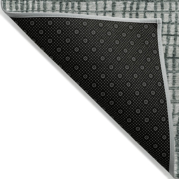 HomeRoots 8' Aqua and Gray Round Rug – Stylish Washable Geometric Design for Indoor & Outdoor Spaces! 621990