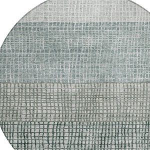 HomeRoots 8' Aqua and Gray Round Rug – Stylish Washable Geometric Design for Indoor & Outdoor Spaces! 621990