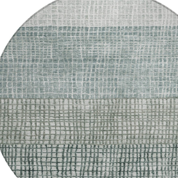 HomeRoots 8' Aqua and Gray Round Rug – Stylish Washable Geometric Design for Indoor & Outdoor Spaces! 621990