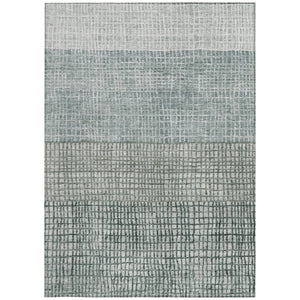 HomeRoots 8' X 10' Aqua and Gray Geometric Indoor-Outdoor Rug - Durable, Washable, Stylish for Any Space! 621991