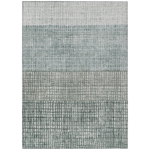 HomeRoots 10' Aqua & Gray Geometric Area Rug - Stylish Washable Indoor/Outdoor Design for Modern Spaces 621993