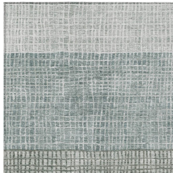 HomeRoots 10' Aqua & Gray Geometric Area Rug - Stylish Washable Indoor/Outdoor Design for Modern Spaces 621993