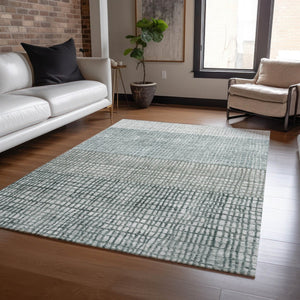 HomeRoots 10' Aqua & Gray Geometric Area Rug - Stylish Washable Indoor/Outdoor Design for Modern Spaces 621993