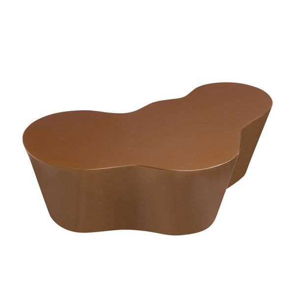 English Elm 50 Inch Sculptural Fiberglass Coffee Table Ready to Use Focal Point for Modern Living Rooms Brown W876P452390