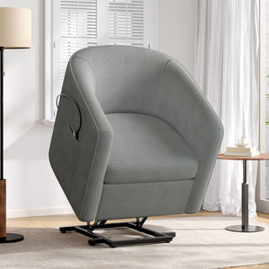 English Elm Power Lift Recliner Barrel Back Chenille Chair for Seniors with Footrest Pocket Grey N719P355911E