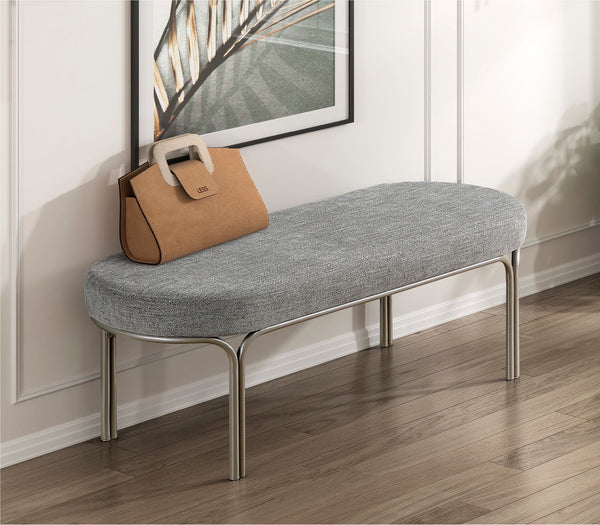 English Elm Modern Upholstered Bench with Channel Tufting and Plush Foam Seat on Sleek Metal Frame for Entryway Champagne,Gray 50.5 L x 19.25 W x 13.25 H B011P361972