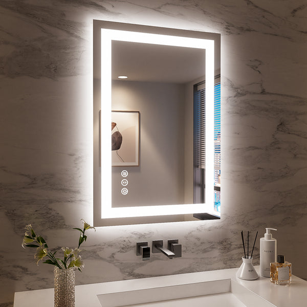 English Elm 24X36 Frameless Led Smart Bathroom Mirror With Adjustable Brightness, Anti-Fog, And Easy Install T3757P346966