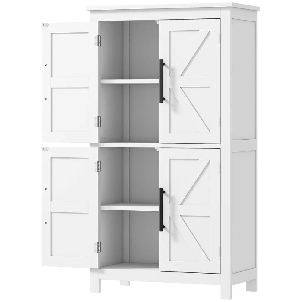 English Elm Foyer Beadboard Floor Cabinet with Drawers White Farmhouse Storage for Entryway Bath T3971P469572