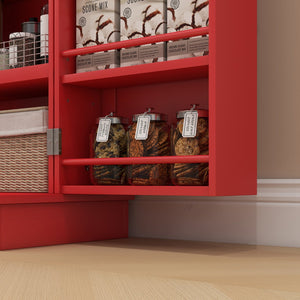 English Elm HOMCOM 41" Kitchen Pantry Storage Cabinet with 5-Tier Shelves, 12 Door Racks, Anti-Tip Straps, Sleek Design Red W2225P229098