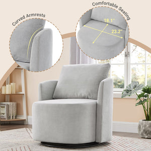 English Elm 360° Swivel Chair - Stylish Grey Upholstered Barrel Armchair For Living Room, Office, And Hotels N719P272681E