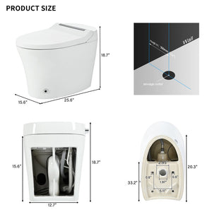 English Elm Smart toilet One-Piece Elongated Heated Seat with Foot Sensor, Dual Flush, Auto-LED Night Light, IPX4 Waterproof and Soft-Close Comfort Bowl (White) N753P222587W