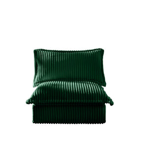 English Elm Koala Armless Corduroy Sofa Deep Seat Wraparound Back Support for Living Rooms Green W3041P272941