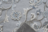 Sams International Napa Lily Machine Made Viscose, Plush Acrylic Floral  Rug Light Gray, Med. Gray, Blue, Ivory 5'3" x 7'6"