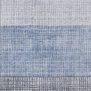 HomeRoots 5' Stylish Blue and Ivory Geometric Washable Area Rug for Indoor and Outdoor High-Traffic Spaces 622007