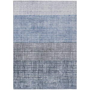 HomeRoots 5' Stylish Blue and Ivory Geometric Washable Area Rug for Indoor and Outdoor High-Traffic Spaces 622007