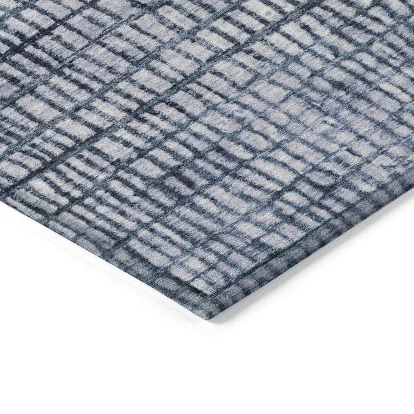 HomeRoots 5' Stylish Blue and Ivory Geometric Washable Area Rug for Indoor and Outdoor High-Traffic Spaces 622007