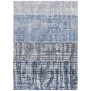 HomeRoots 5' Stylish Blue and Ivory Geometric Washable Area Rug for Indoor and Outdoor High-Traffic Spaces 622007
