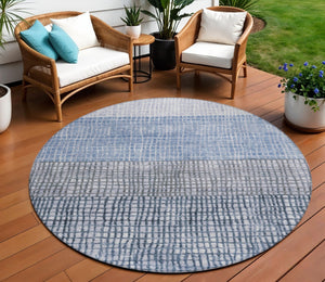 HomeRoots 8' Blue and Ivory Geometric Washable Area Rug – Stylish Indoor & Outdoor Comfort for High-Traffic Spaces 622008