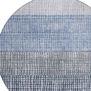 HomeRoots 8' Blue and Ivory Geometric Washable Area Rug – Stylish Indoor & Outdoor Comfort for High-Traffic Spaces 622008