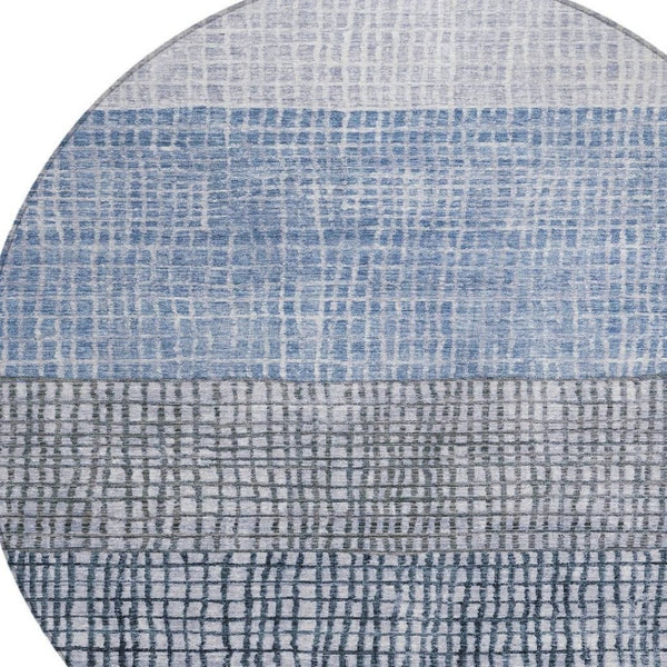 HomeRoots 8' Blue and Ivory Geometric Washable Area Rug – Stylish Indoor & Outdoor Comfort for High-Traffic Spaces 622008