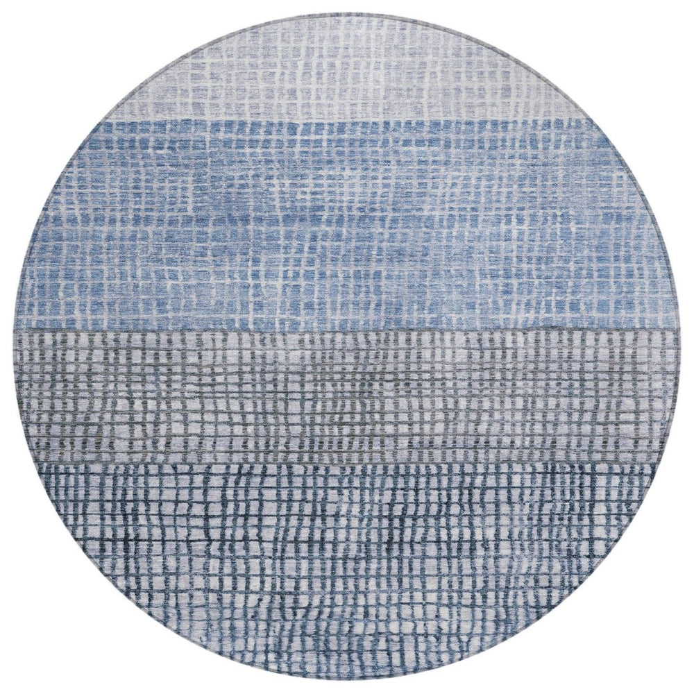 HomeRoots 8' Blue and Ivory Geometric Washable Area Rug – Stylish Indoor & Outdoor Comfort for High-Traffic Spaces 622008