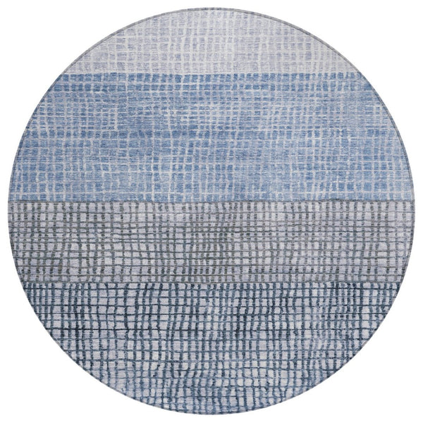 HomeRoots 8' Blue and Ivory Geometric Washable Area Rug – Stylish Indoor & Outdoor Comfort for High-Traffic Spaces 622008