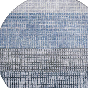 HomeRoots 8' Blue and Ivory Geometric Washable Area Rug – Stylish Indoor & Outdoor Comfort for High-Traffic Spaces 622008