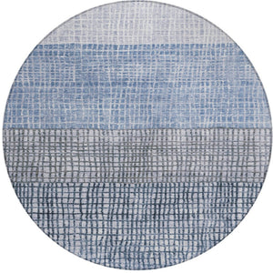 HomeRoots 8' Blue and Ivory Geometric Washable Area Rug – Stylish Indoor & Outdoor Comfort for High-Traffic Spaces 622008