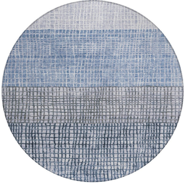 HomeRoots 8' Blue and Ivory Geometric Washable Area Rug – Stylish Indoor & Outdoor Comfort for High-Traffic Spaces 622008