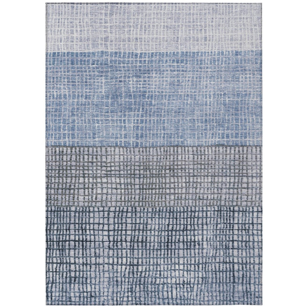 HomeRoots 8' X 10' Stylish Blue and Ivory Geometric Rug – Washable, Durable for Indoor & Outdoor Use, Pet Friendly 622009
