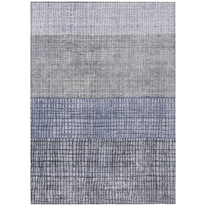 HomeRoots 5' Denim Blue and Ivory Geometric Area Rug - Stylish, Washable, Indoor/Outdoor, Durable & Versatile! 622013