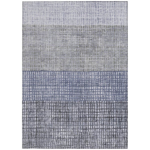 HomeRoots 5' Denim Blue and Ivory Geometric Area Rug - Stylish, Washable, Indoor/Outdoor, Durable & Versatile! 622013