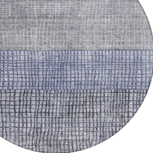 HomeRoots 8' Denim Blue Round Geometric Area Rug - Stylish, Durable, Washable for Indoor & Outdoor Spaces 622014