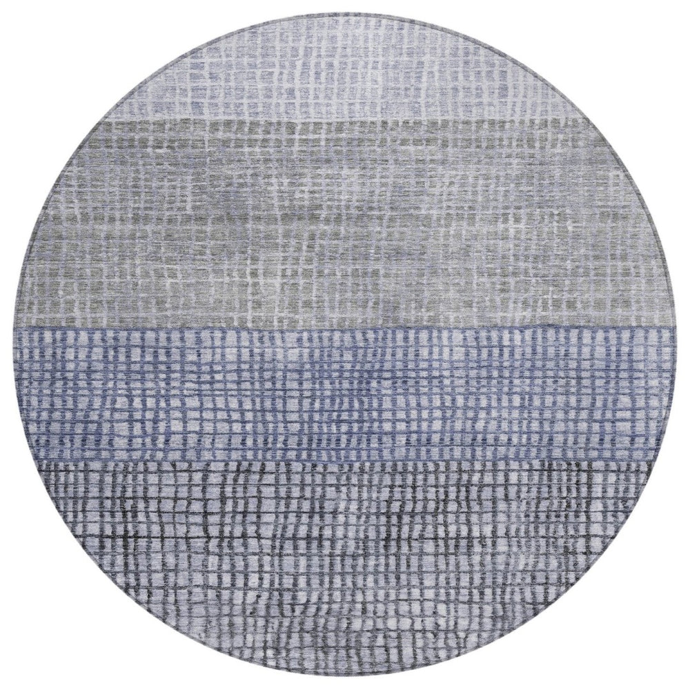 HomeRoots 8' Denim Blue Round Geometric Area Rug - Stylish, Durable, Washable for Indoor & Outdoor Spaces 622014